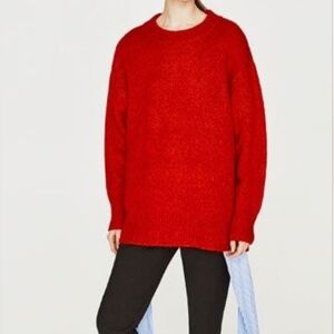 ZARA Knit Sweater Size M Orange Lightweight Soft Knit Pullover NWOT